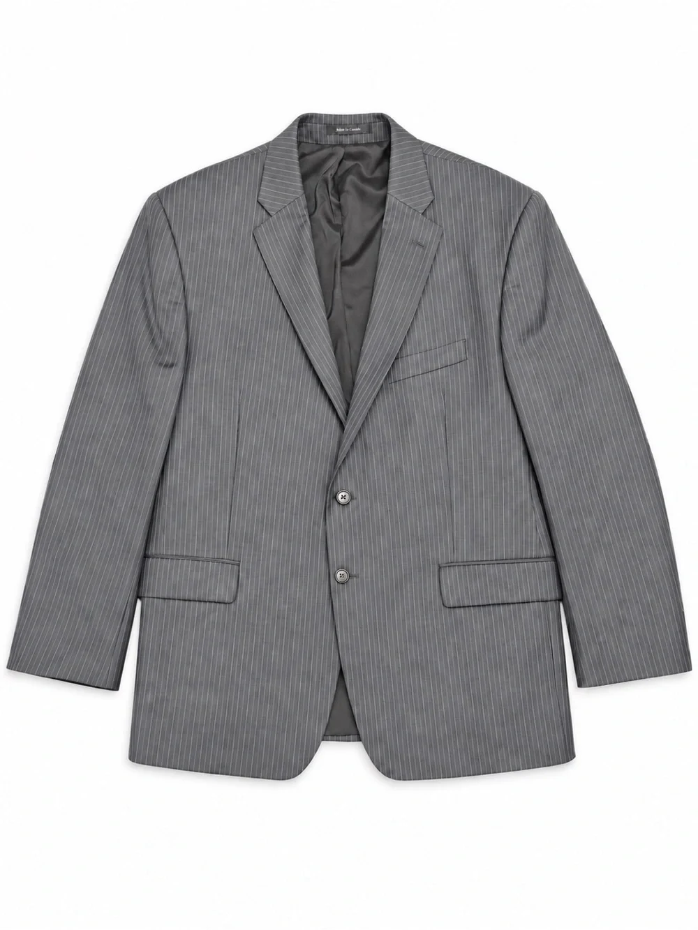 Ralph Lauren Mens 2 Pc Gray Pinstripe Wool Suit 42R 38W Pleated Cuffed Trousers